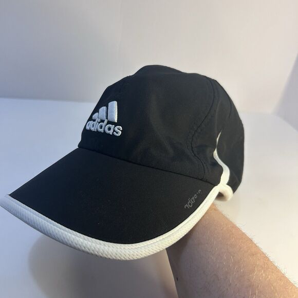 Adidas Hat Cap Strap Back Adult One Size Black Aeroready Poly Blend Mesh Sides - Picture 7 of 7